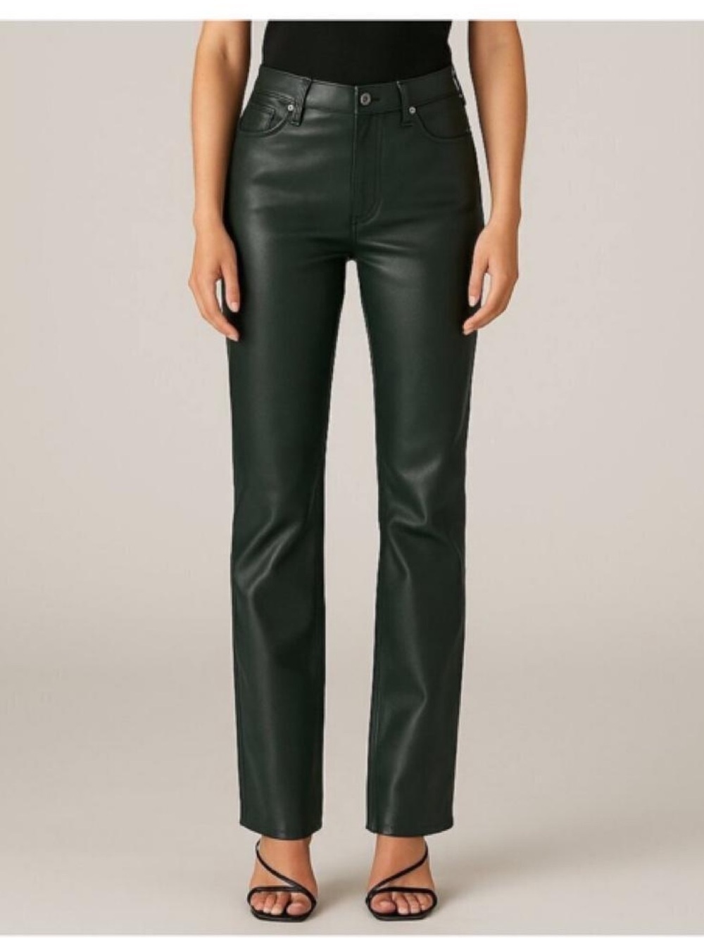 7 For All Mankind WOMEN's Skinny Faux Leather Jeans in Dark Green